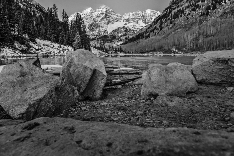 Maroon Bells Lake B&W