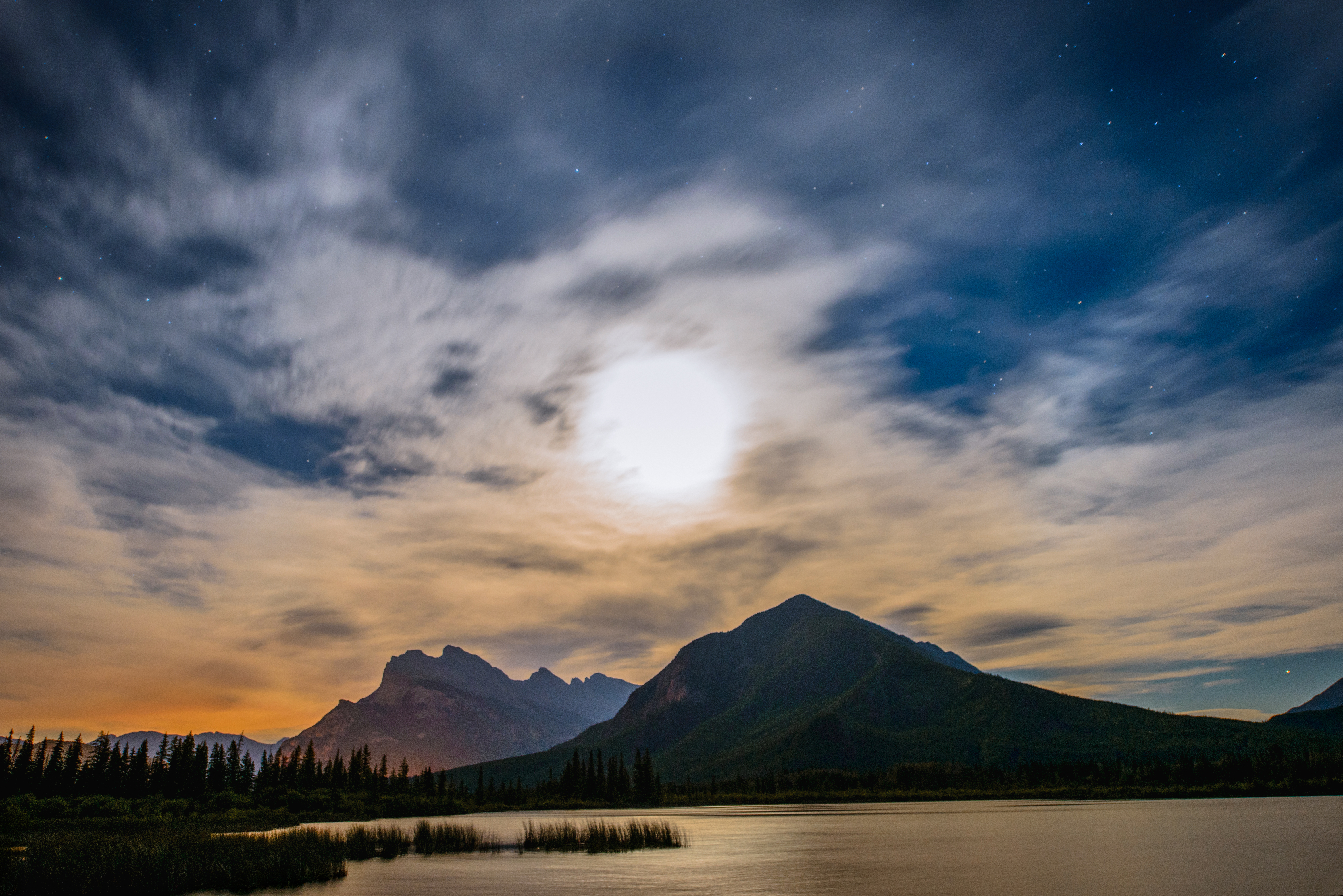 Mount Rundle Under Moonlight by Paul Kestel