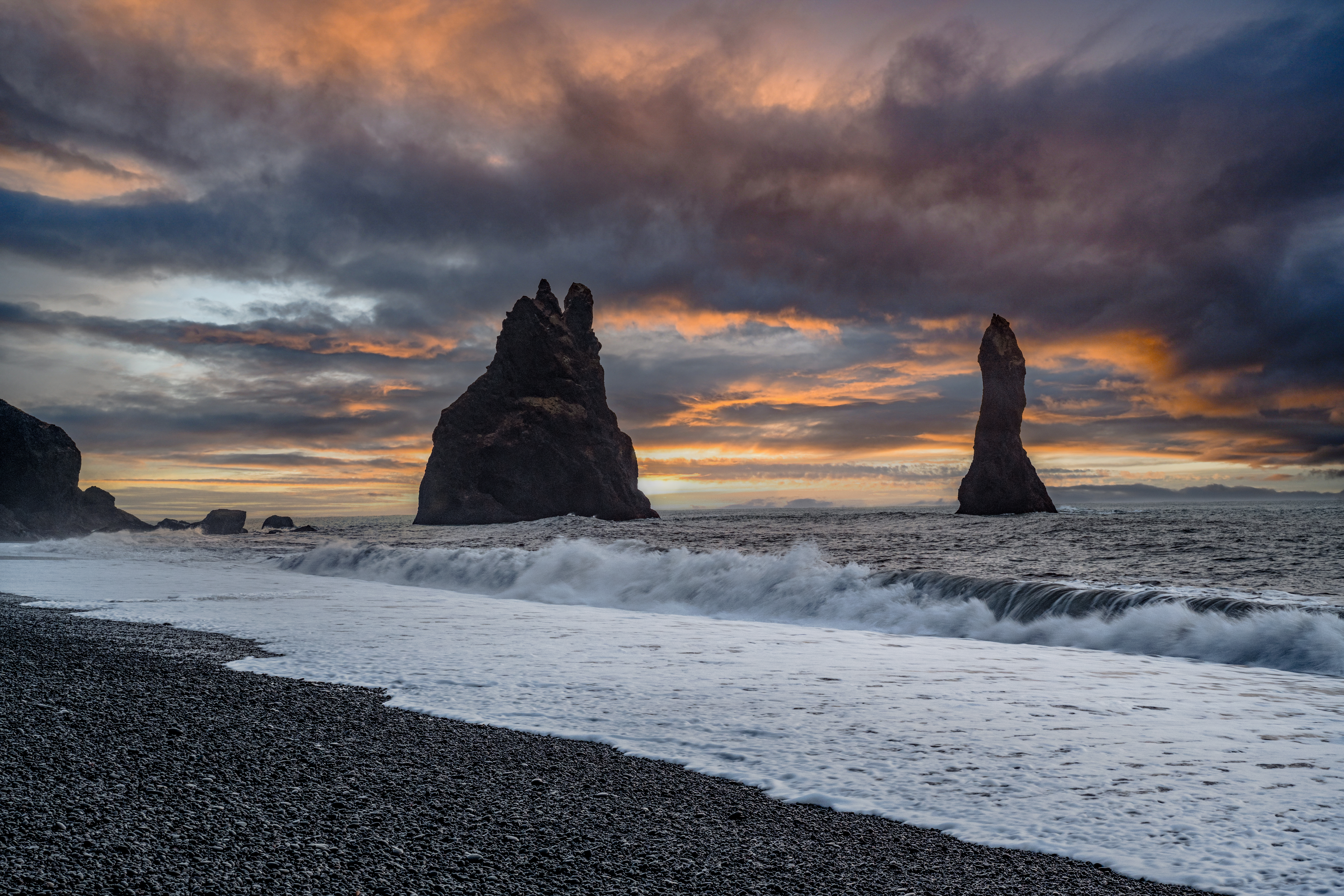 Reynisfjara Black Sand Beach at Sunset by Paul Kestel