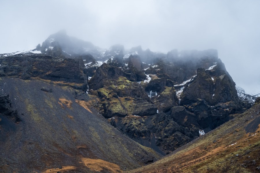 Fog drifting over Hofskirkja Mountain by Paul Kestel