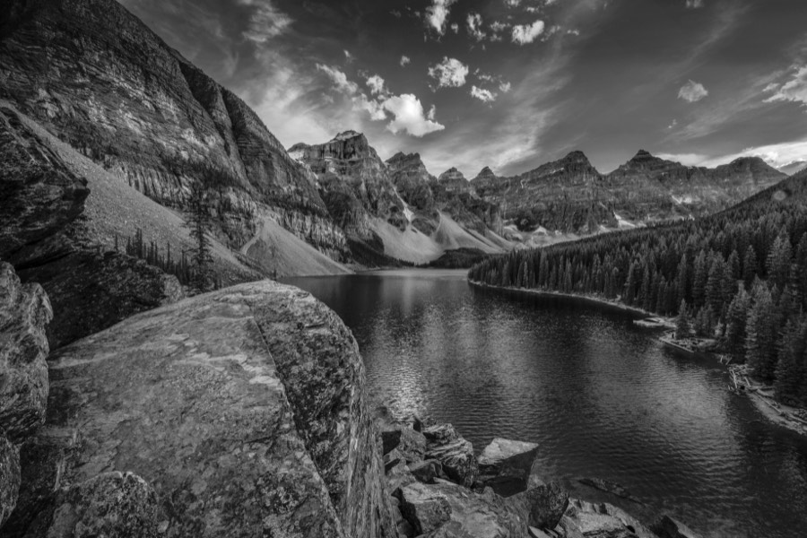 Moraine Lake B&W by Paul Kestel