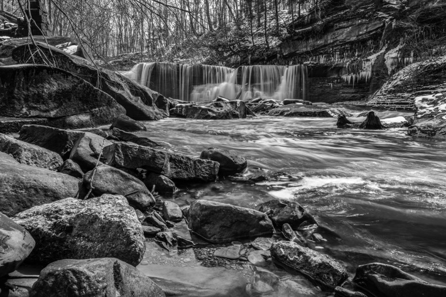 Great Falls of Tinkers Creek Wide B&W by Paul Kestel